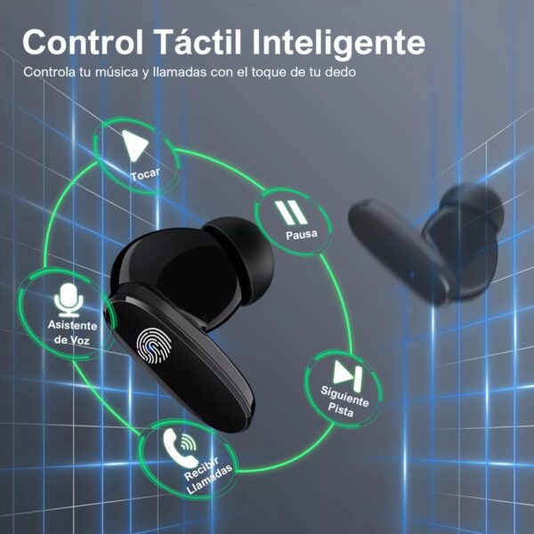 Audífonos in-ear inalámbricos 1Hora AUT205 Negro Auriculares Inalambricos Bluetooth 5.3 con Microfono - Imagen 4