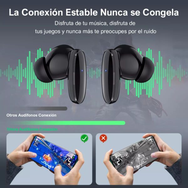 Audífonos in-ear inalámbricos 1Hora AUT205 Negro Auriculares Inalambricos Bluetooth 5.3 con Microfono - Imagen 2