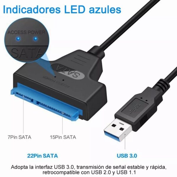 Cable Adaptador Usb 3.0 A Sata 2.5 Para Discos Duros - Imagen 8