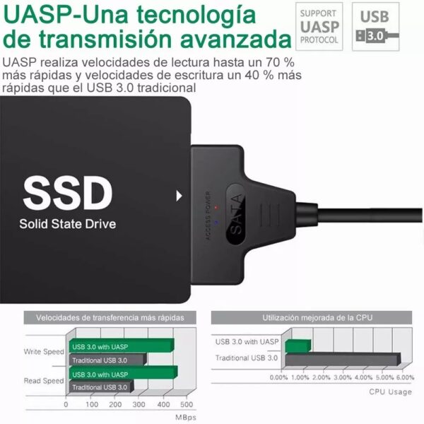 Cable Adaptador Usb 3.0 A Sata 2.5 Para Discos Duros - Imagen 7