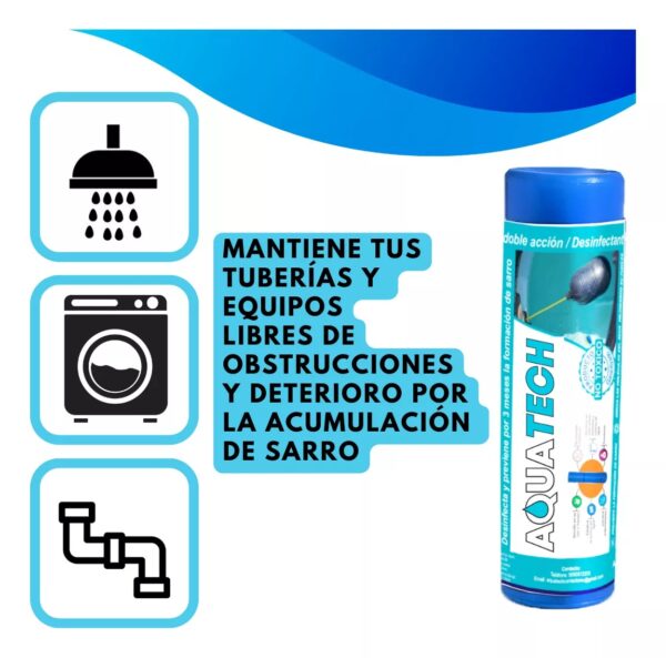 Aqua Tech sistema dual antisarro y desinfectante para tinaco 450/1100L - Imagen 5