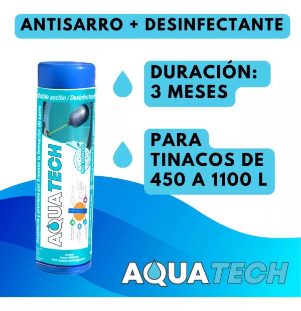 Aqua Tech sistema dual antisarro y desinfectante para tinaco 450/1100L - Imagen 2